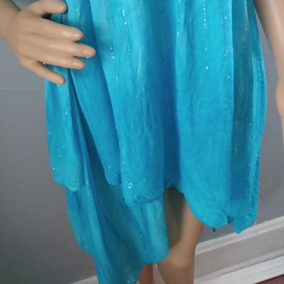 Sparkling Turquoise/Aqua Strapless Mini Cocktail Party Dress-MPH Collection-S - Picture 8 of 17